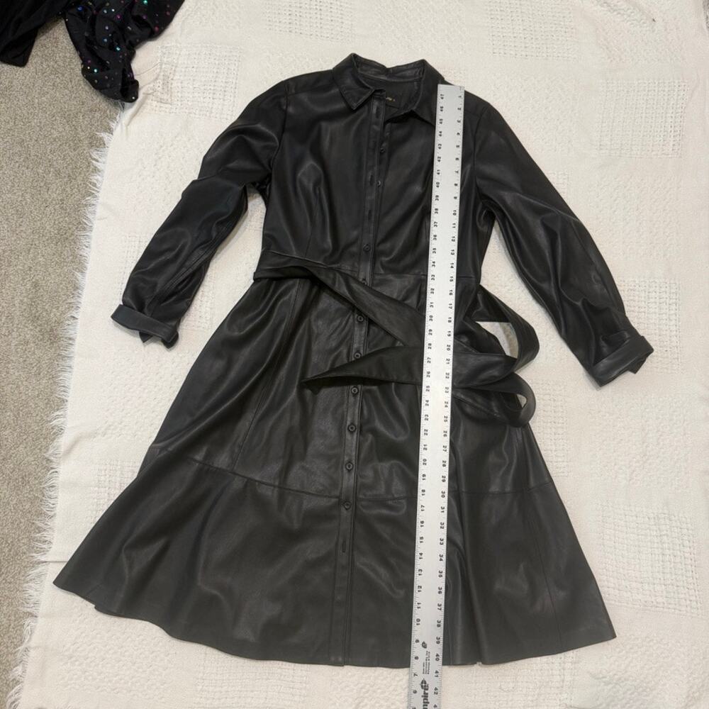 Kobi Halperin Wyatt medium long sleeve faux leather shirtdress D2 3298 - Picture 3 of 14